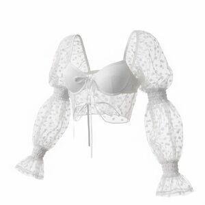 Sugar Thrillz Dolls Kill White Sheer Flower Print Crop Corset Top NEW